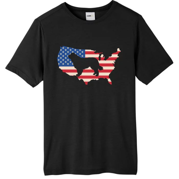 Newfie Dog America Flag Patriotic Dog Lover Gift ChromaSoft Performance T-Shirt