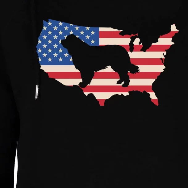 Newfie Dog America Flag Patriotic Dog Lover Gift Womens Funnel Neck Pullover Hood