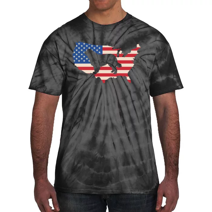 Newfie Dog America Flag Patriotic Dog Lover Gift Tie-Dye T-Shirt