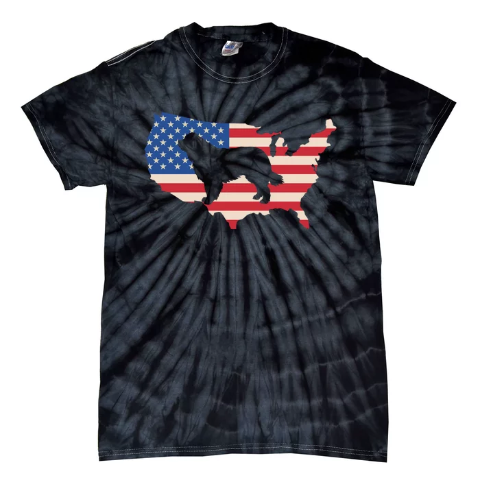 Newfie Dog America Flag Patriotic Dog Lover Gift Tie-Dye T-Shirt