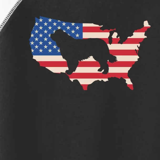 Newfie Dog America Flag Patriotic Dog Lover Gift Toddler Fine Jersey T-Shirt