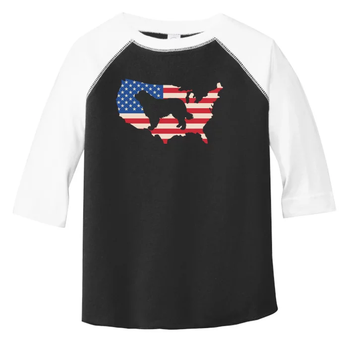 Newfie Dog America Flag Patriotic Dog Lover Gift Toddler Fine Jersey T-Shirt