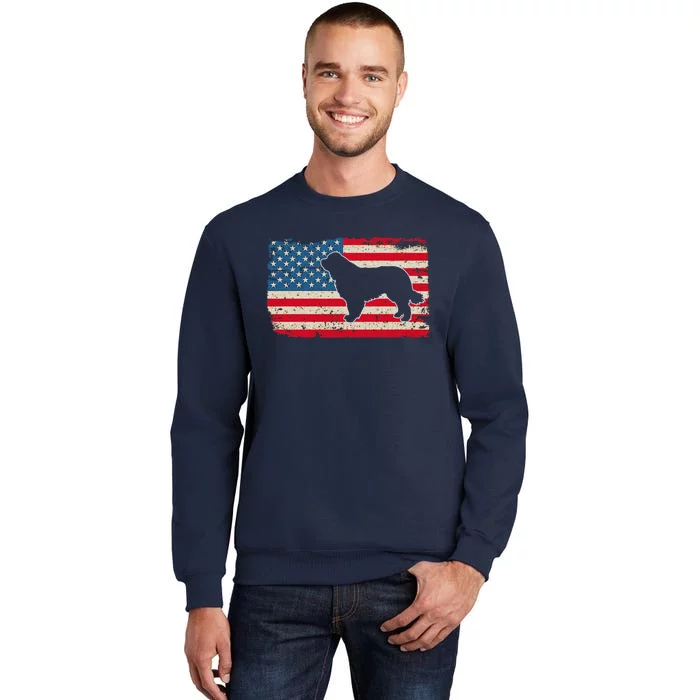 Newfie Dog America Flag Patriotic Dog Lover Sweatshirt