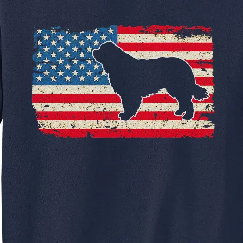 Newfie Dog America Flag Patriotic Dog Lover Tall Sweatshirt