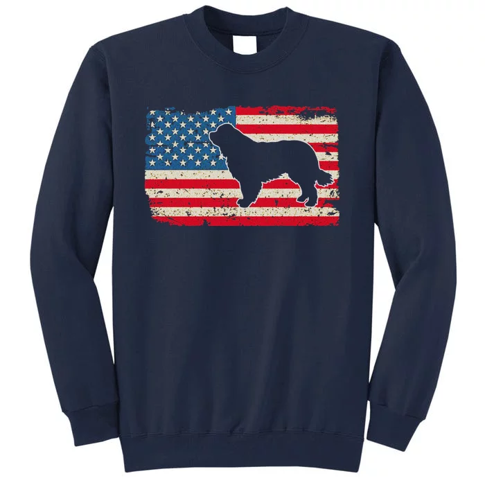 Newfie Dog America Flag Patriotic Dog Lover Tall Sweatshirt