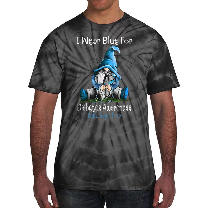 November Diabetes Awareness Month Funny Gnomes Wear Blue Tie-Dye T-Shirt