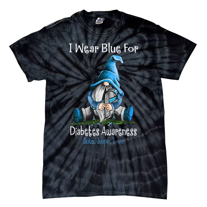 November Diabetes Awareness Month Funny Gnomes Wear Blue Tie-Dye T-Shirt