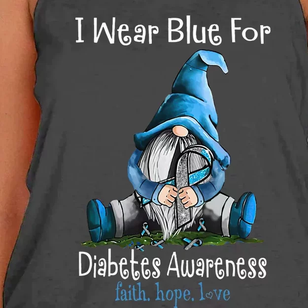 November Diabetes Awareness Month Funny Gnomes Wear Blue Women's Knotted Racerback Tank