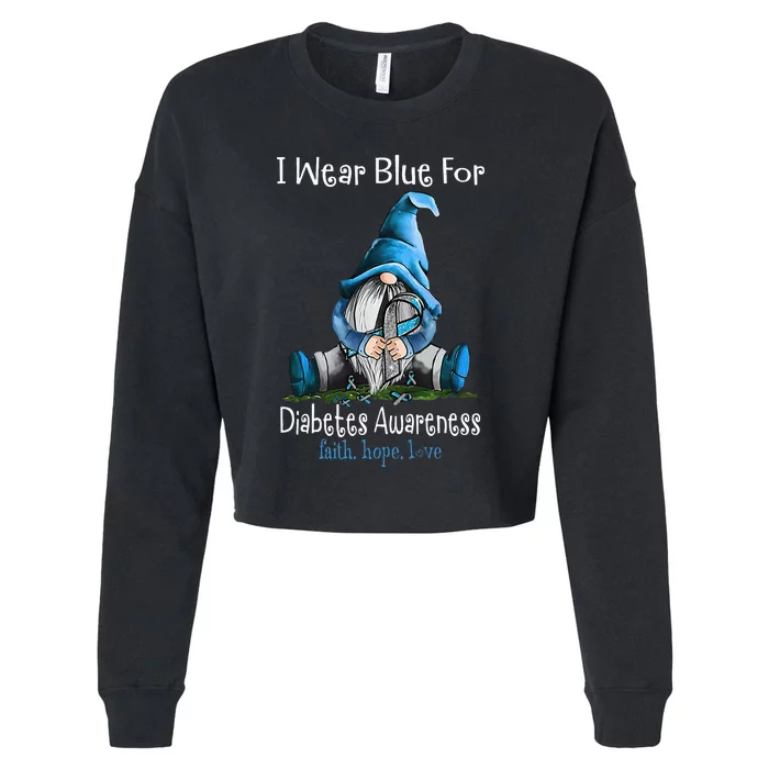 November Diabetes Awareness Month Funny Gnomes Wear Blue Cropped Pullover Crew