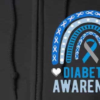 National Diabetes Awareness Month blue ribbon Rainbow Full Zip Hoodie