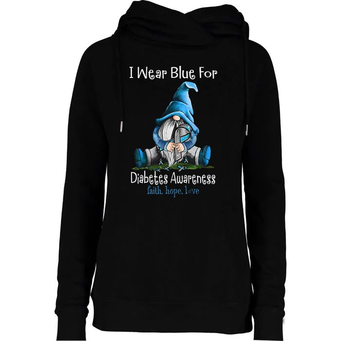 November Diabetes Awareness Month Funny Gnomes Wear Blue Womens Funnel Neck Pullover Hood