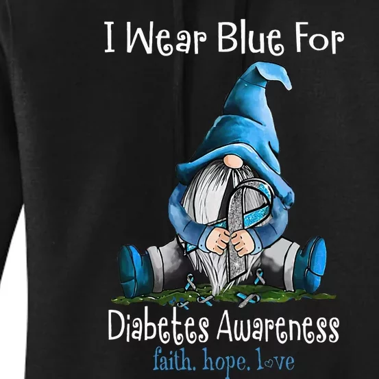 November Diabetes Awareness Month Funny Gnomes Wear Blue Women's Pullover Hoodie