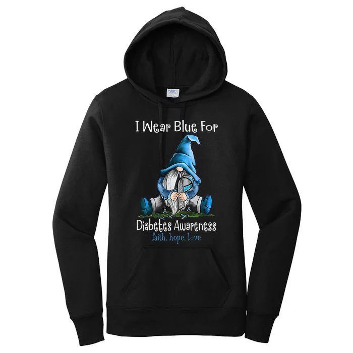 November Diabetes Awareness Month Funny Gnomes Wear Blue Women's Pullover Hoodie