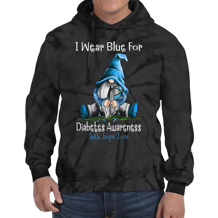 November Diabetes Awareness Month Funny Gnomes Wear Blue Tie Dye Hoodie