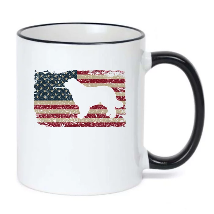 Newfie Dog America Flag Patriotic Dog Lover Gift Black Color Changing Mug