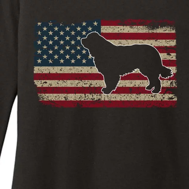 Newfie Dog America Flag Patriotic Dog Lover Gift Womens CVC Long Sleeve Shirt