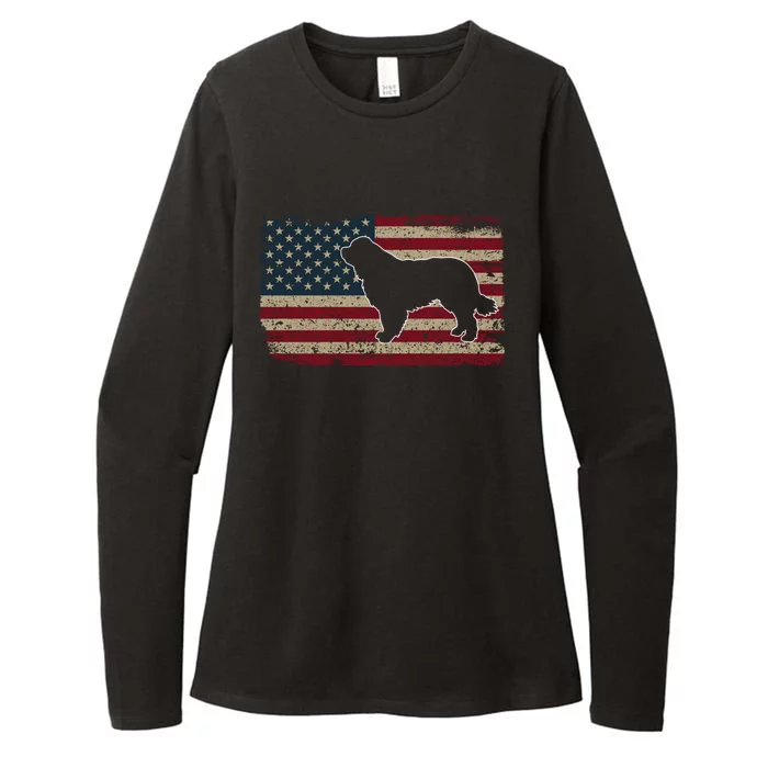 Newfie Dog America Flag Patriotic Dog Lover Gift Womens CVC Long Sleeve Shirt