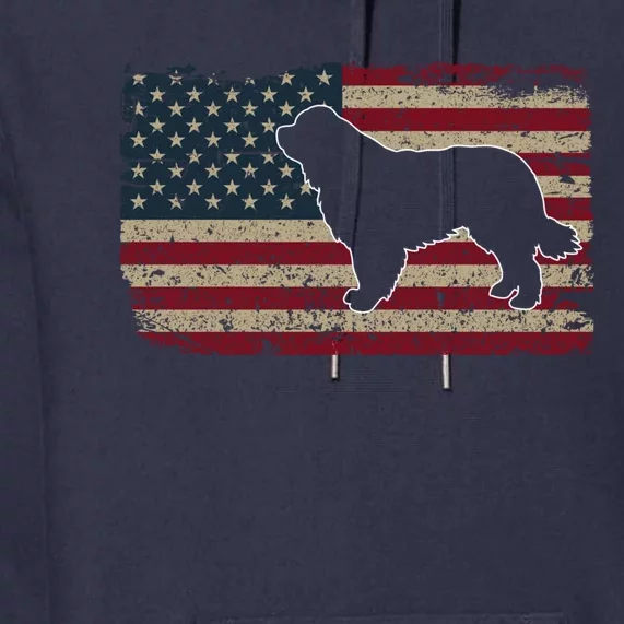 Newfie Dog America Flag Patriotic Dog Lover Gift Premium Hoodie