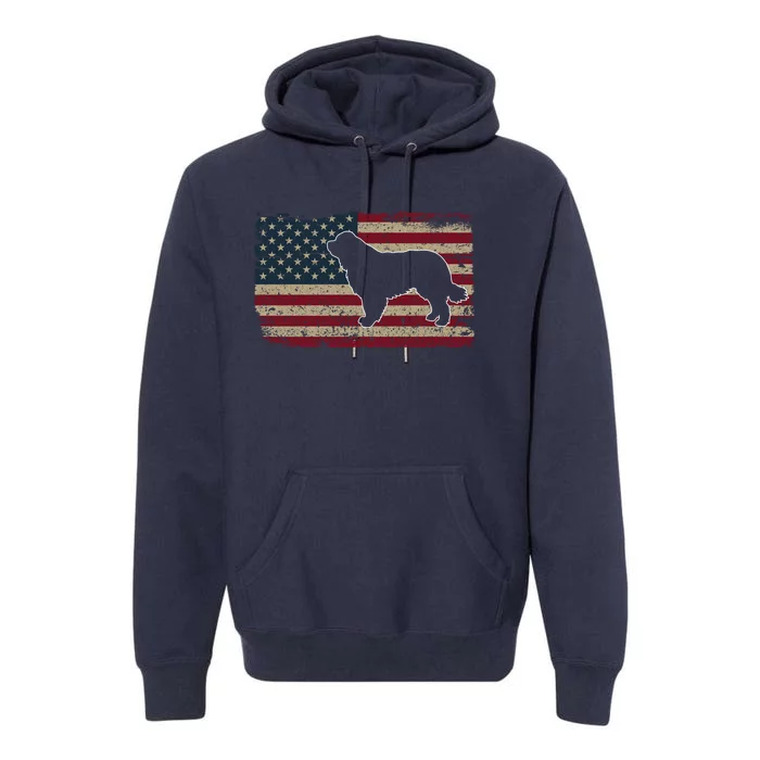 Newfie Dog America Flag Patriotic Dog Lover Gift Premium Hoodie