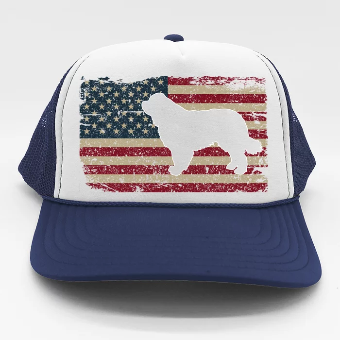 Newfie Dog America Flag Patriotic Dog Lover Gift Trucker Hat