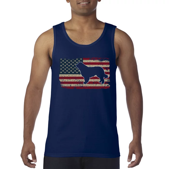 Newfie Dog America Flag Patriotic Dog Lover Gift Tank Top