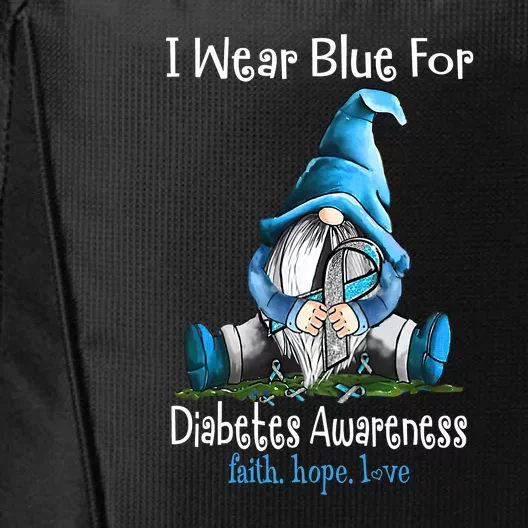 November Diabetes Awareness Funny Gnomes Wear Blue City Backpack