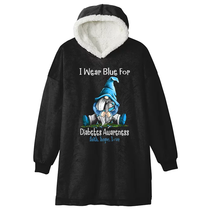 November Diabetes Awareness Funny Gnomes Wear Blue Hooded Wearable Blanket