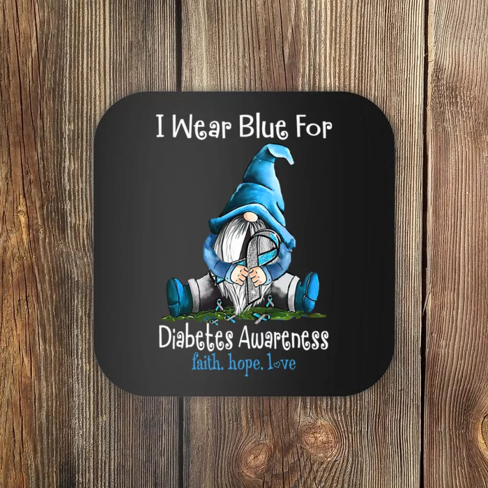 November Diabetes Awareness Funny Gnomes Wear Blue Coaster