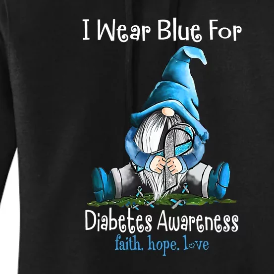 November Diabetes Awareness Funny Gnomes Wear Blue Women's Pullover Hoodie