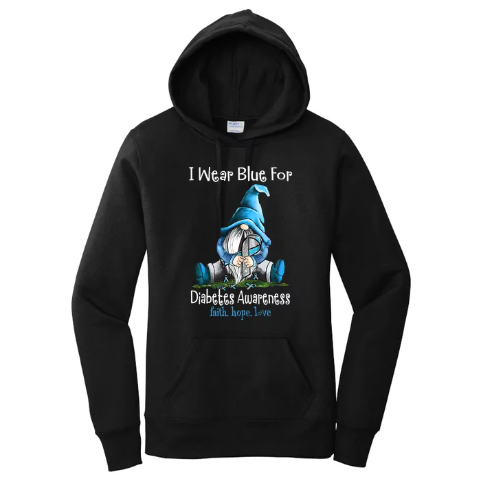 November Diabetes Awareness Funny Gnomes Wear Blue Women's Pullover Hoodie