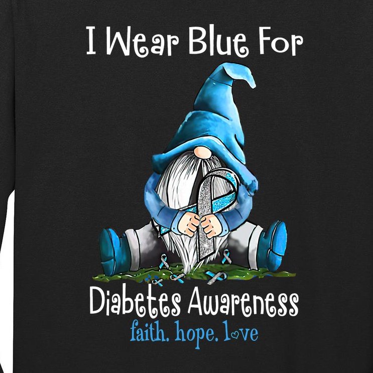 November Diabetes Awareness Funny Gnomes Wear Blue Tall Long Sleeve T-Shirt