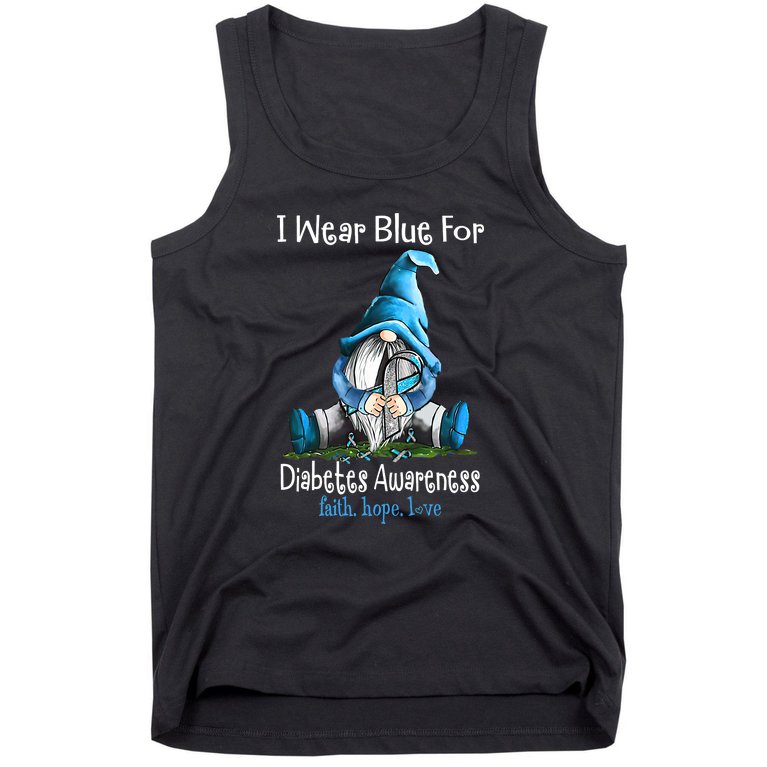 November Diabetes Awareness Funny Gnomes Wear Blue Tank Top