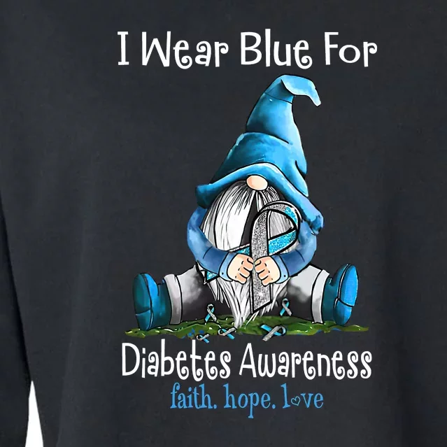 November Diabetes Awareness Funny Gnomes Wear Blue Cropped Pullover Crew