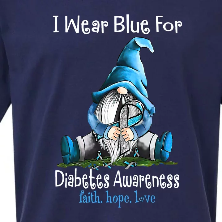 November Diabetes Awareness Funny Gnomes Wear Blue Sueded Cloud Jersey T-Shirt