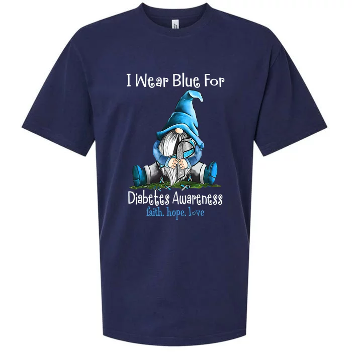 November Diabetes Awareness Funny Gnomes Wear Blue Sueded Cloud Jersey T-Shirt