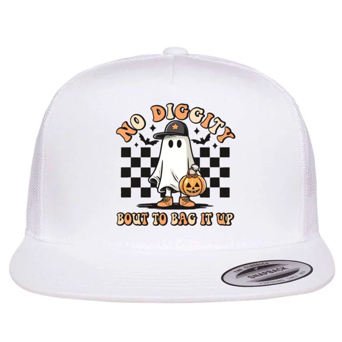 No Diggity Bout To Bag It Up Funny Halloween Flat Bill Trucker Hat