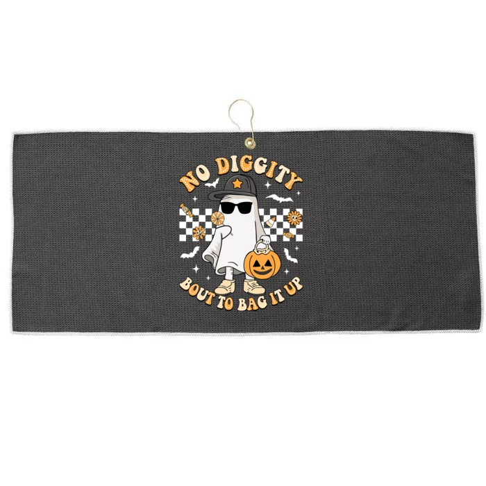 No Diggity Bout To Bag It Up Spooky Ghost Halloween Boy Large Microfiber Waffle Golf Towel