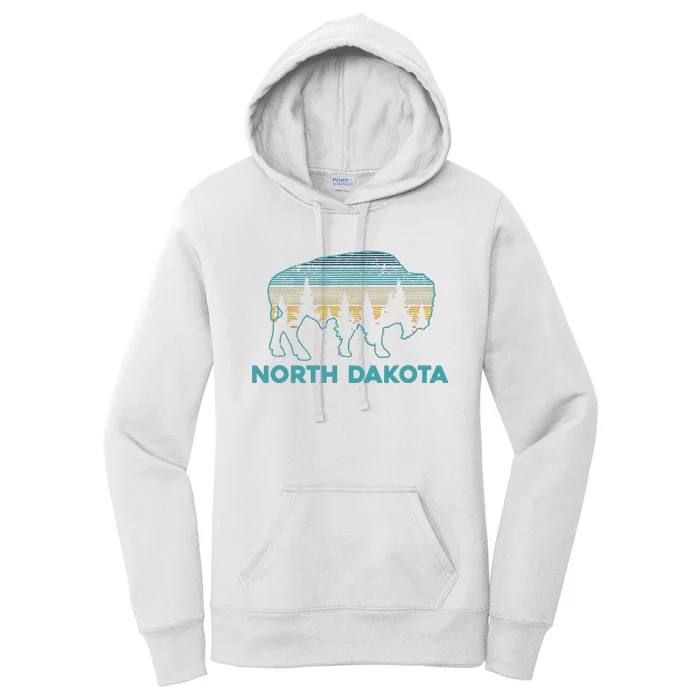 North Dakota Bison Vintage American Buffalo Souvenir Gift Women's Pullover Hoodie