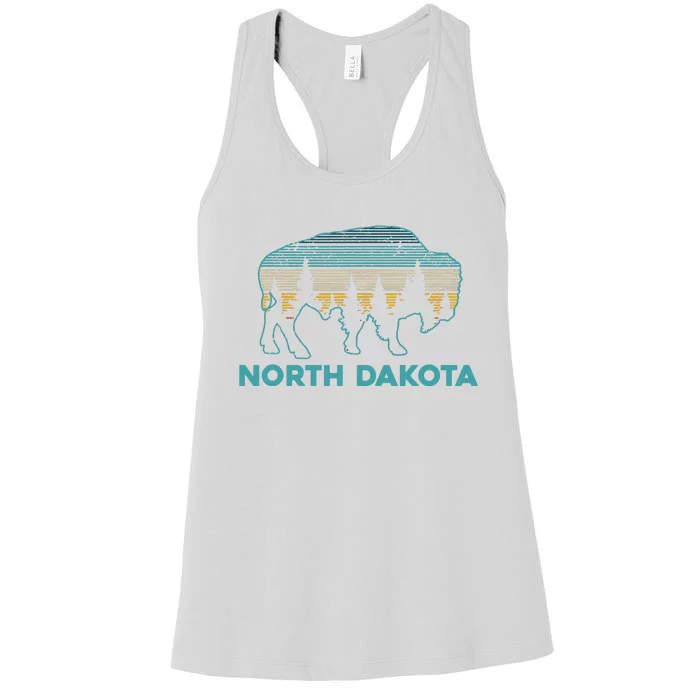 North Dakota Bison Vintage American Buffalo Souvenir Gift Women's Racerback Tank