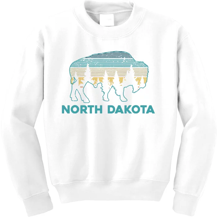 North Dakota Bison Vintage American Buffalo Souvenir Gift Kids Sweatshirt