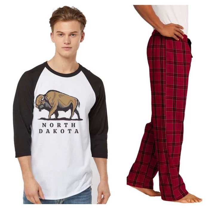 North Dakota Buffalo Raglan Sleeve Pajama Set