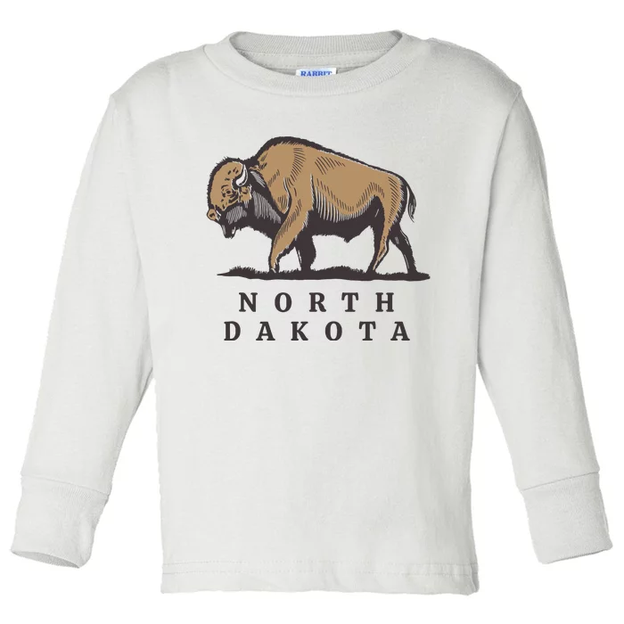 North Dakota Buffalo Toddler Long Sleeve Shirt