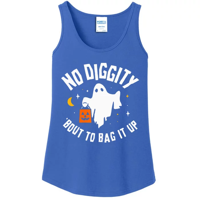 No Diggity Bout To Bag It Up Cute Ghost Halloween Candy Ladies Essential Tank