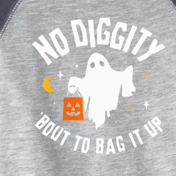 No Diggity Bout To Bag It Up Cute Ghost Halloween Candy Toddler Fine Jersey T-Shirt