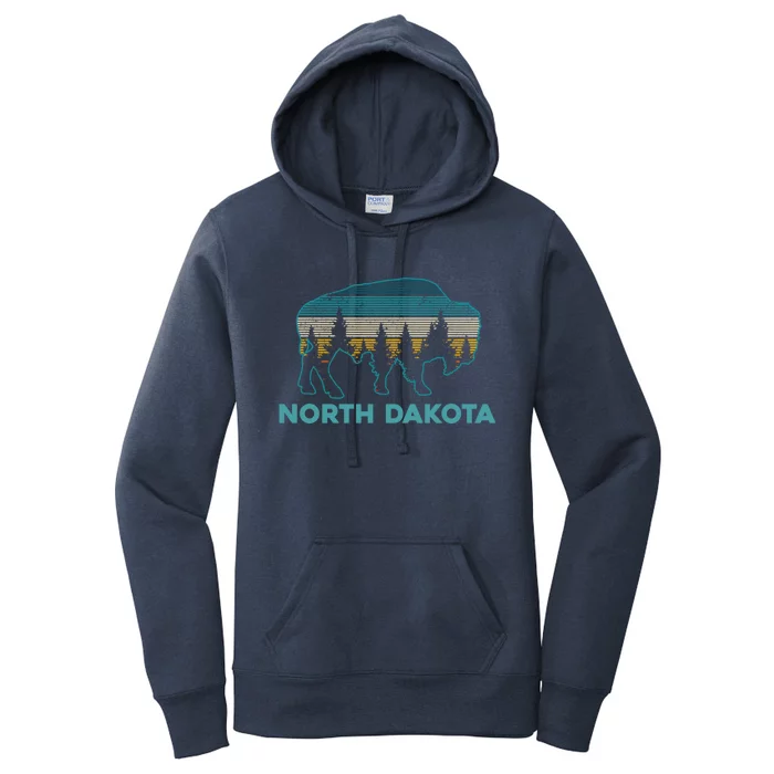 North Dakota Bison Vintage American Buffalo Souvenir Gift Women's Pullover Hoodie