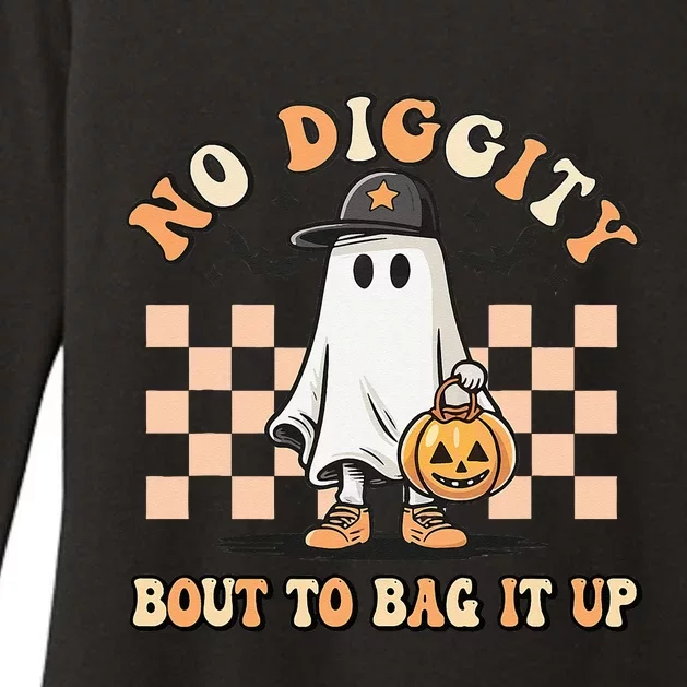 No Diggity Bout To Bag It Up Ghost Halloween Kids Womens CVC Long Sleeve Shirt