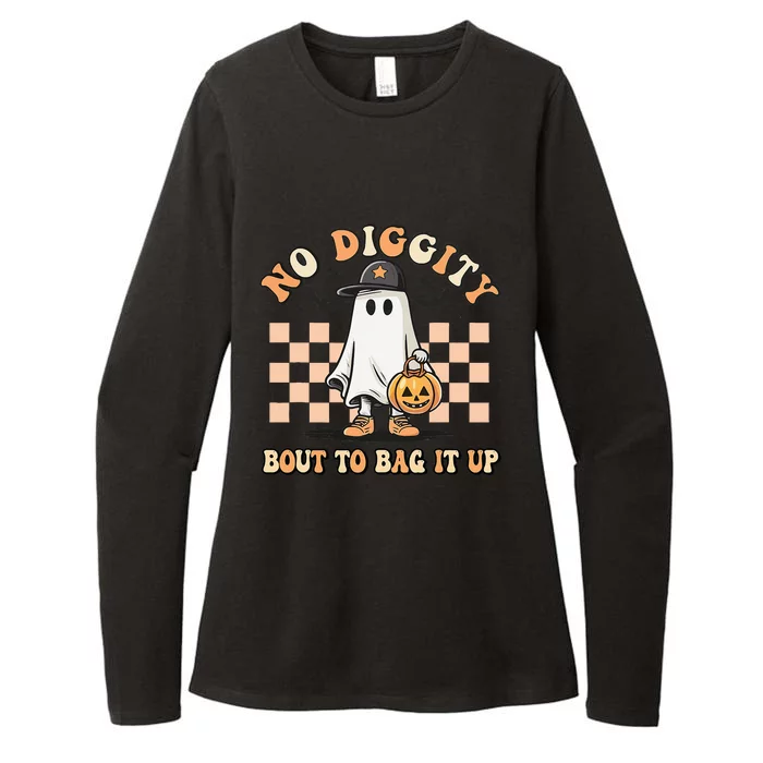 No Diggity Bout To Bag It Up Ghost Halloween Kids Womens CVC Long Sleeve Shirt