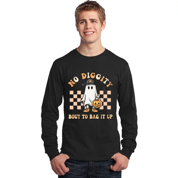 No Diggity Bout To Bag It Up Ghost Halloween Kids Tall Long Sleeve T-Shirt