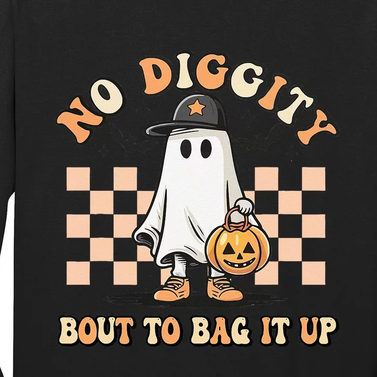 No Diggity Bout To Bag It Up Ghost Halloween Kids Tall Long Sleeve T-Shirt