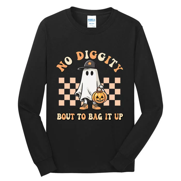 No Diggity Bout To Bag It Up Ghost Halloween Kids Tall Long Sleeve T-Shirt